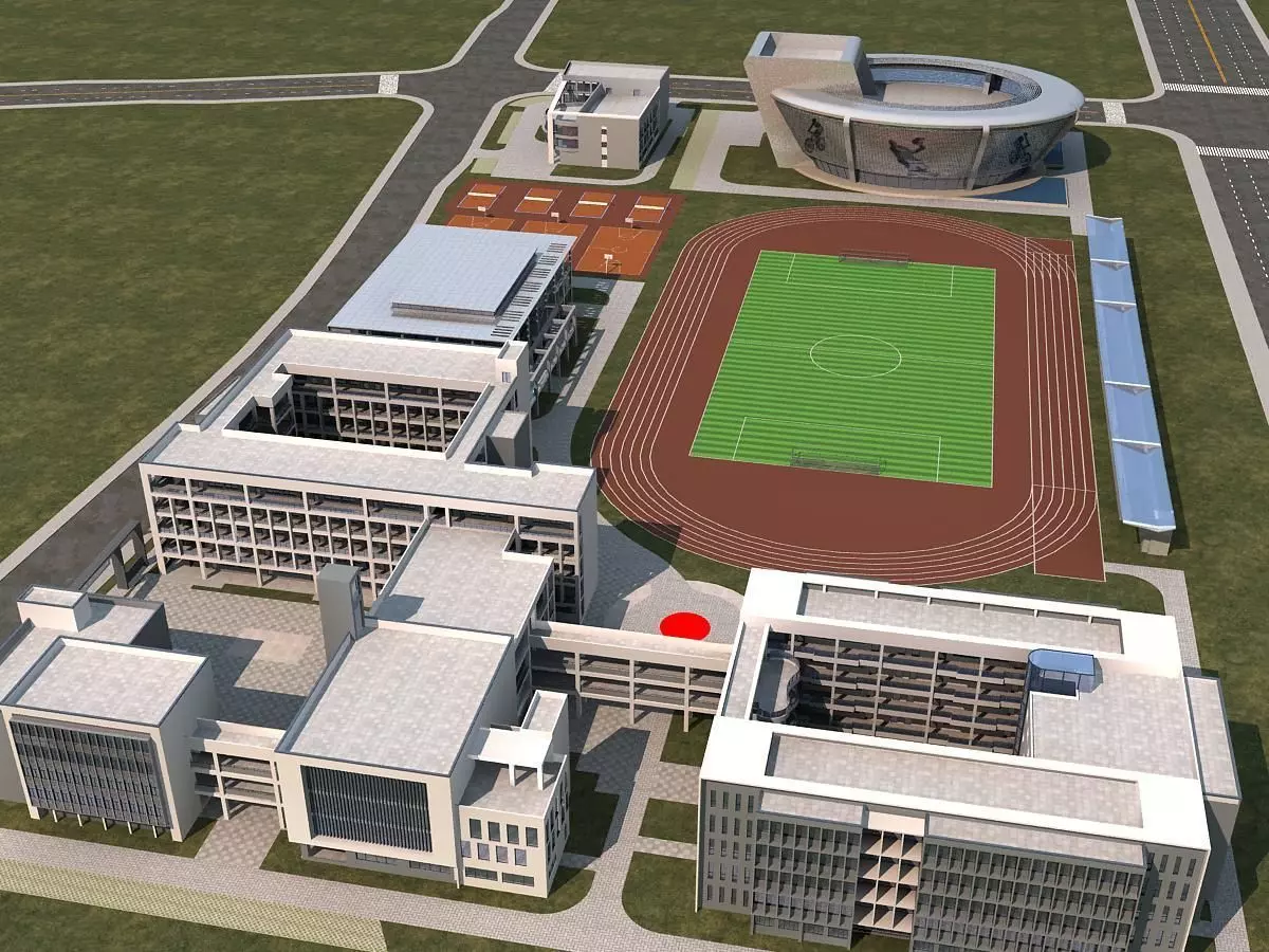 School Scene 3D model_0