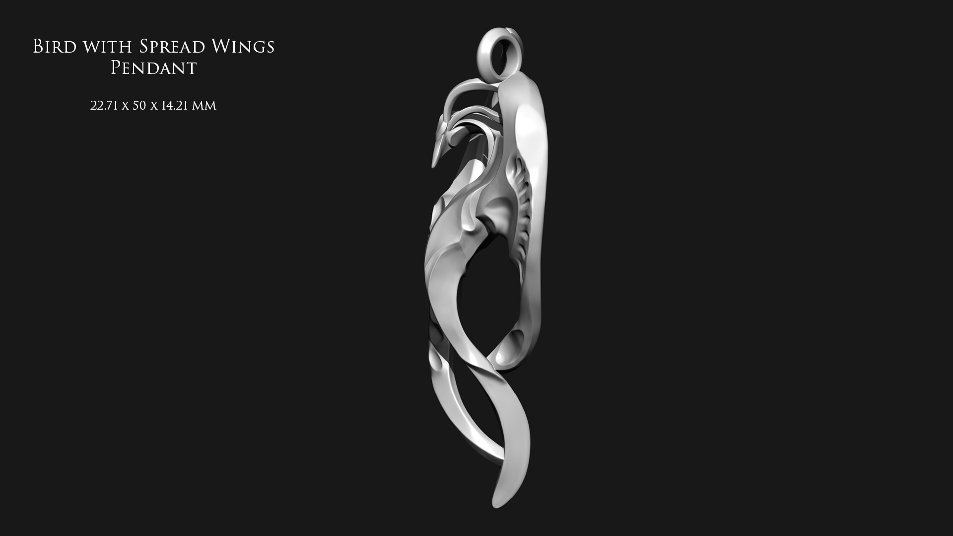 Bird with Spread Wings Pendant 3D print model_4