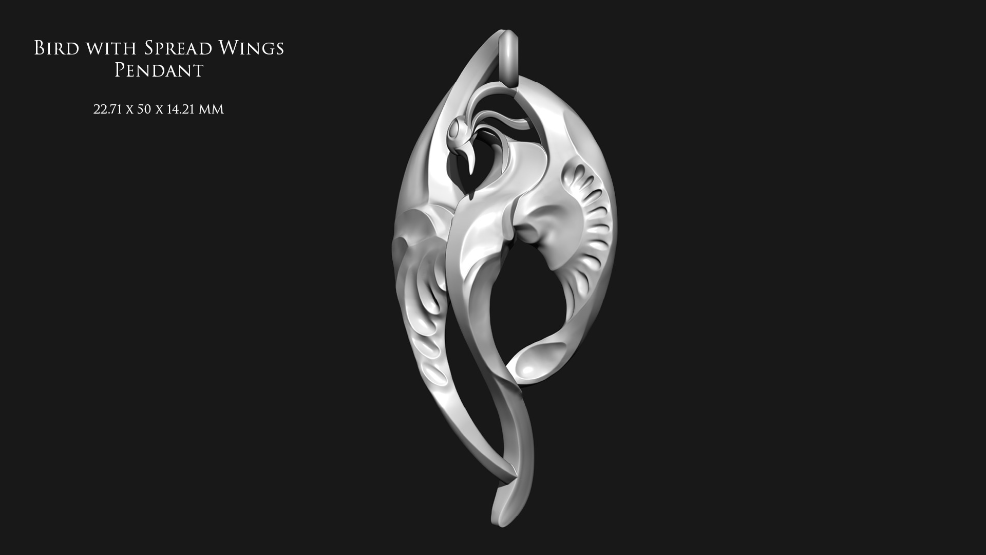 Bird with Spread Wings Pendant 3D print model_3