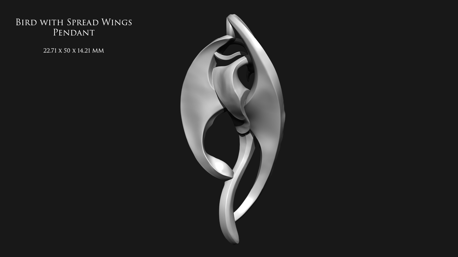 Bird with Spread Wings Pendant 3D print model_5