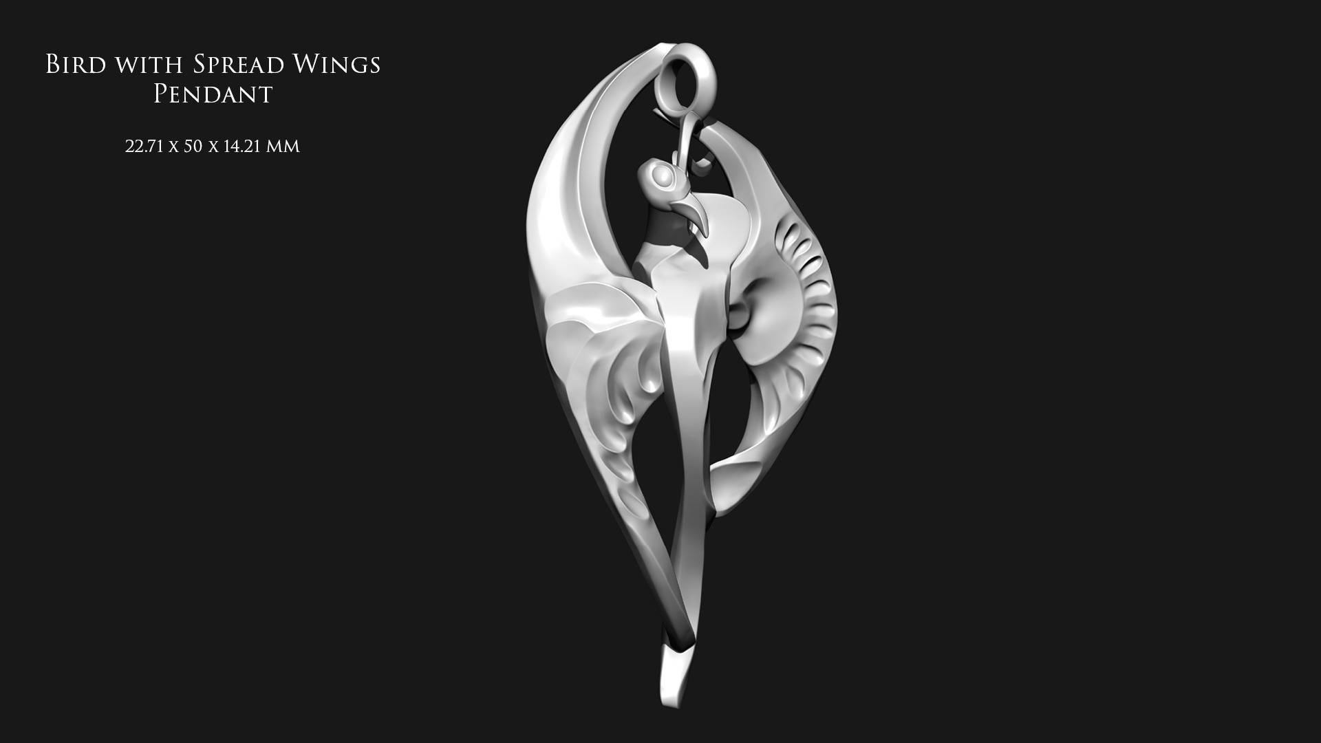 Bird with Spread Wings Pendant 3D print model_7