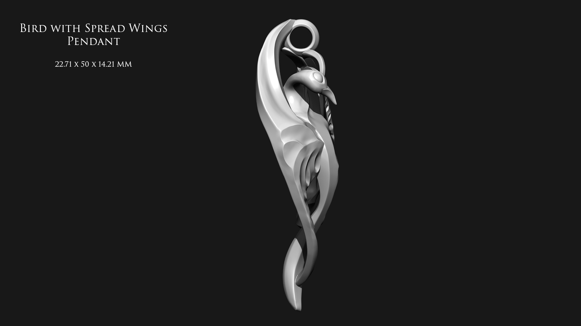 Bird with Spread Wings Pendant 3D print model_6