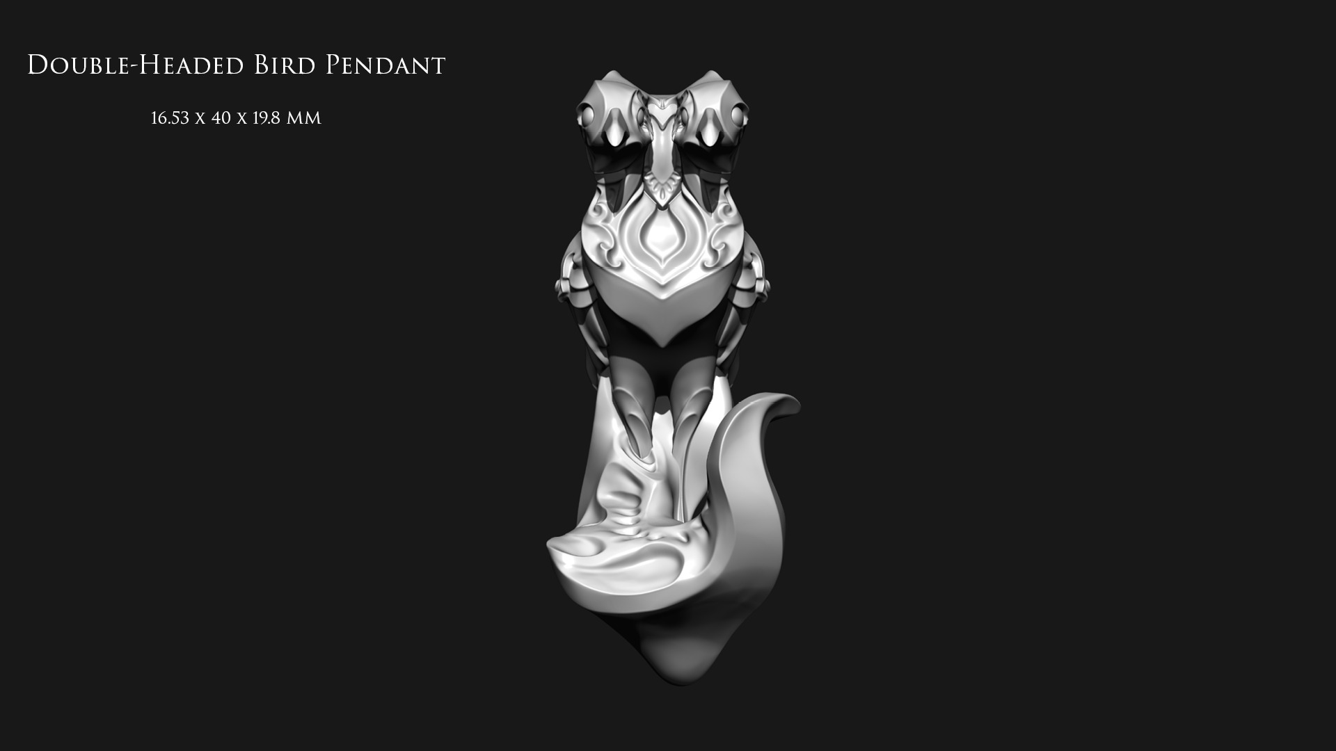 Double-Headed Bird Pendant 3D print model_4