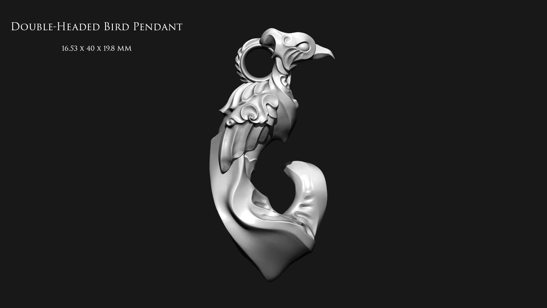 Double-Headed Bird Pendant 3D print model_3