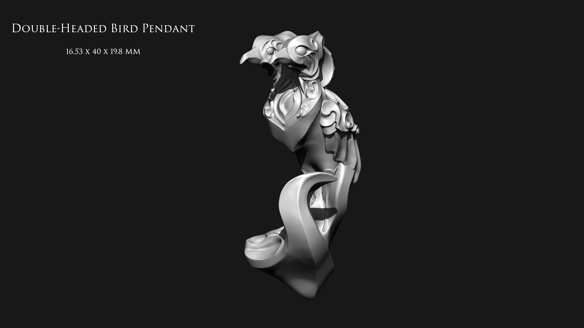 Double-Headed Bird Pendant 3D print model_5