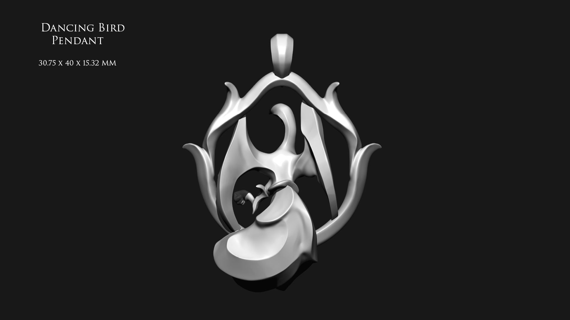 Dancing Bird Pendant 3D print model_6
