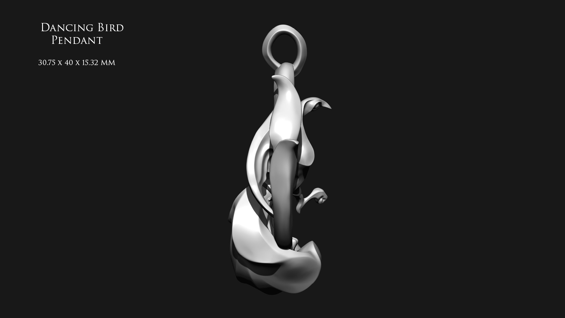 Dancing Bird Pendant 3D print model_5