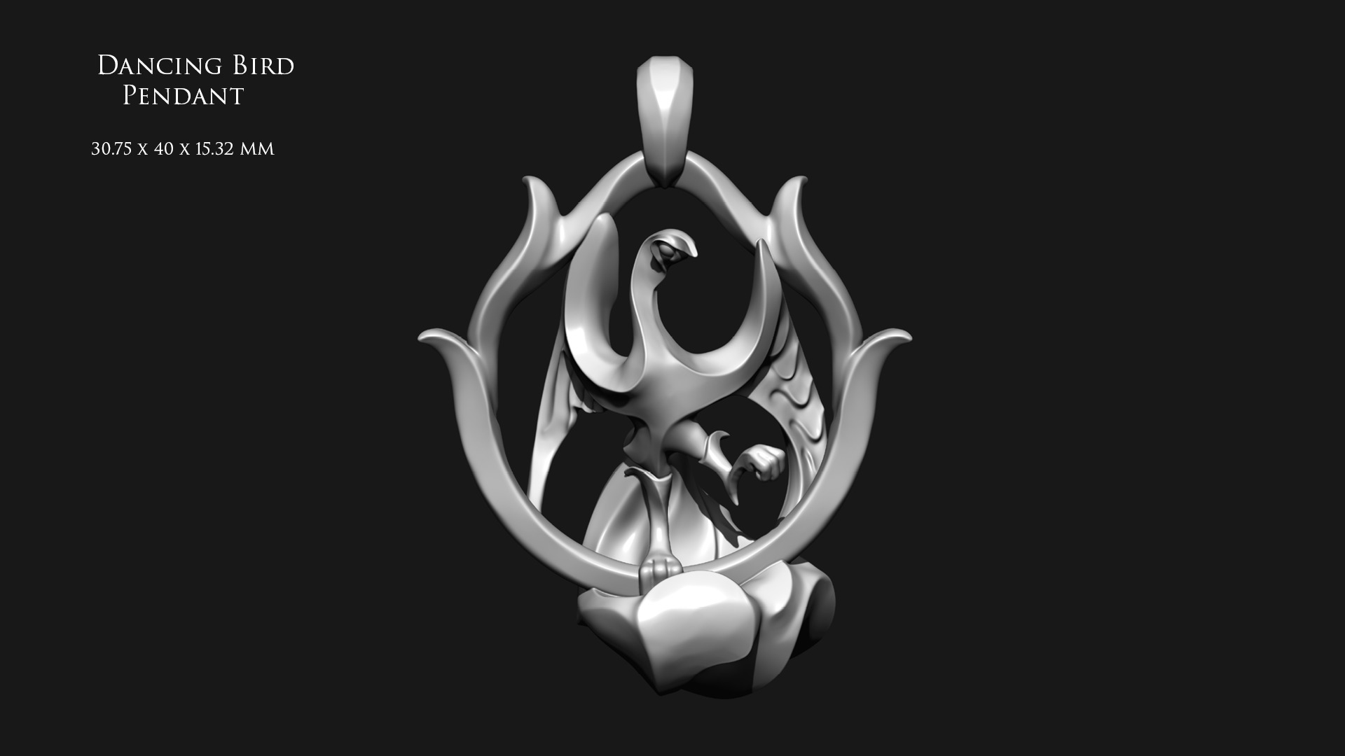 Dancing Bird Pendant 3D print model_3