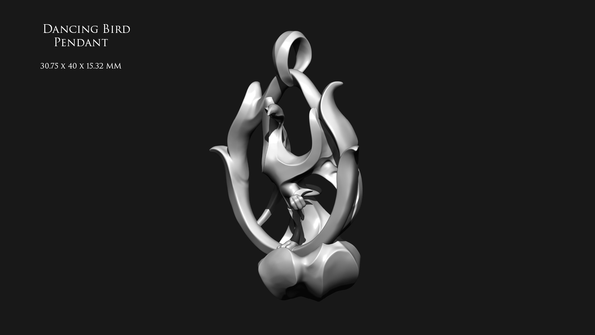 Dancing Bird Pendant 3D print model_8