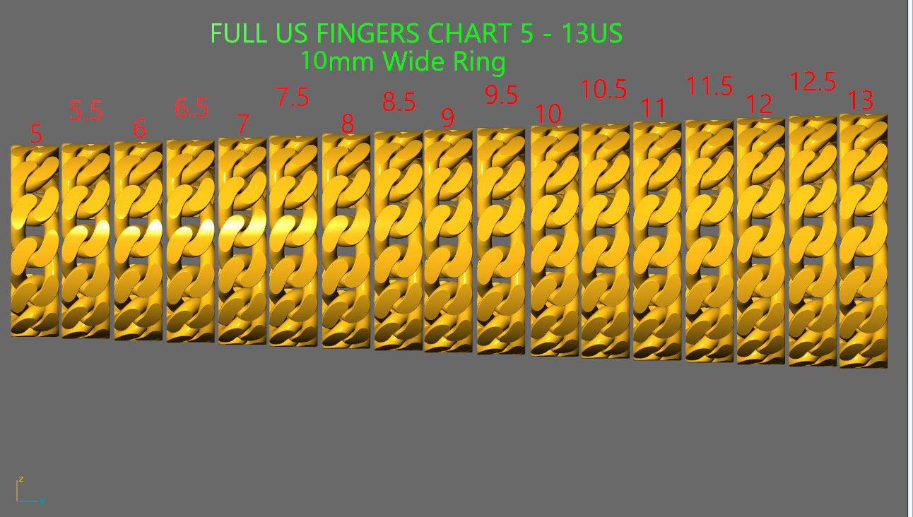 Cuban Chain Ring Collection FULL US FINGERS CHART _26
