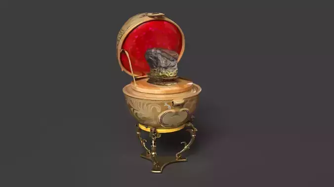 Faberge egg with meat shaped stone 