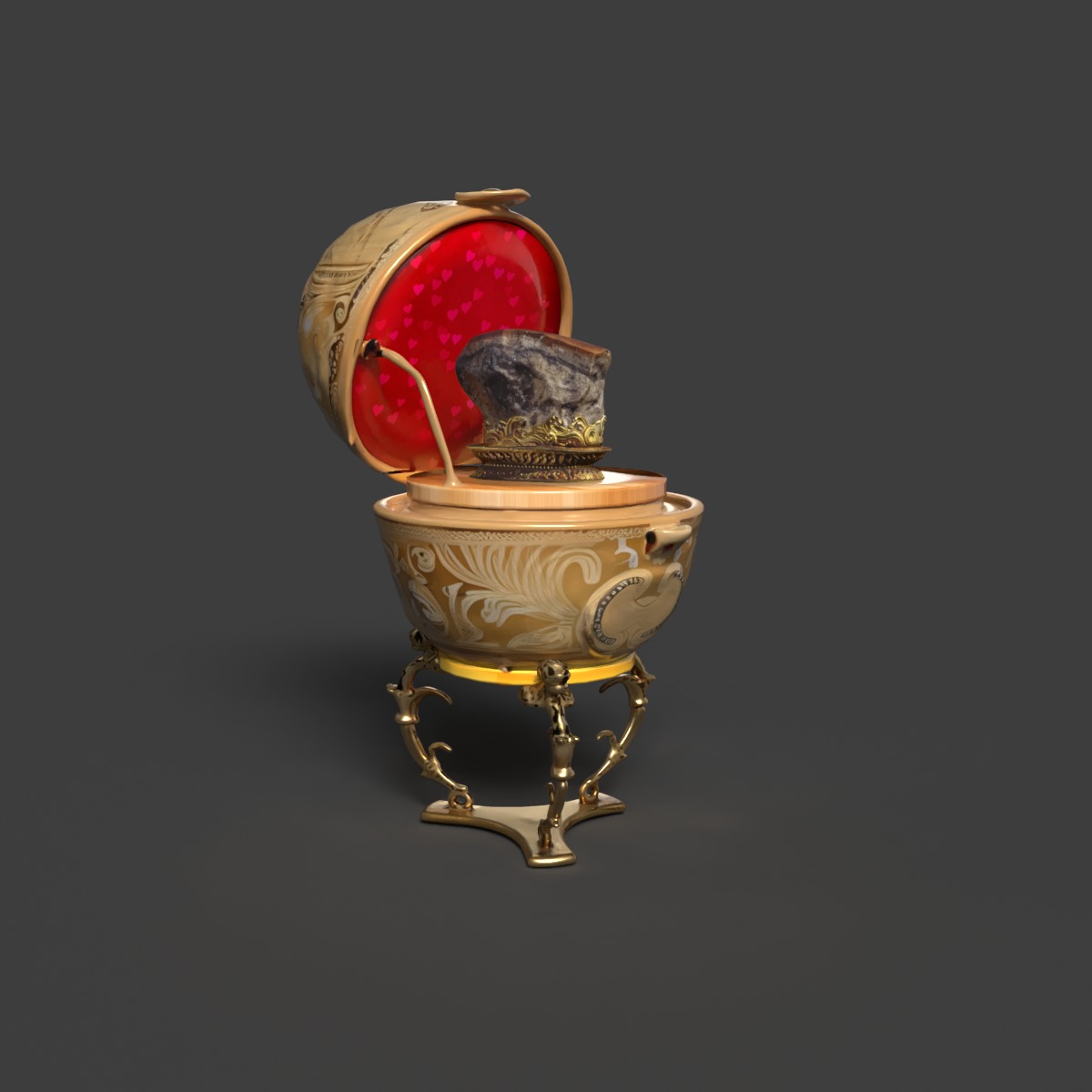 Faberge egg with meat shaped stone  Low-poly 3D model_6