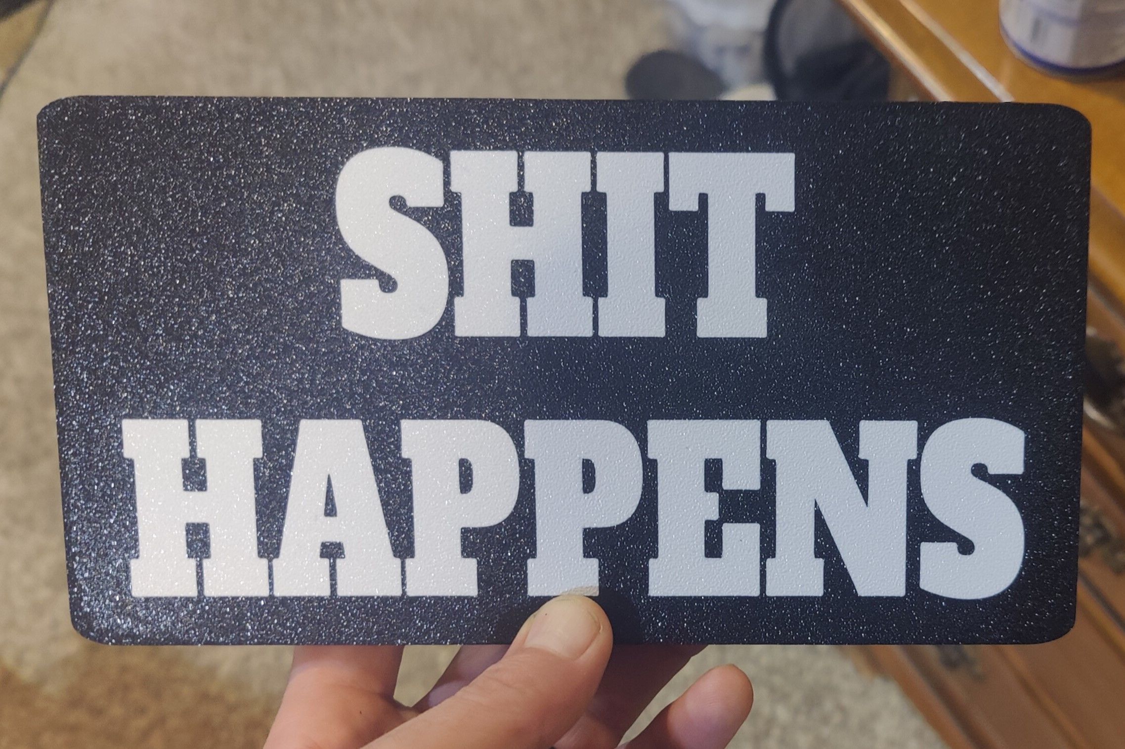 SHIT HAPPENS Trailer Tow Hitch Cover 3D print model_3