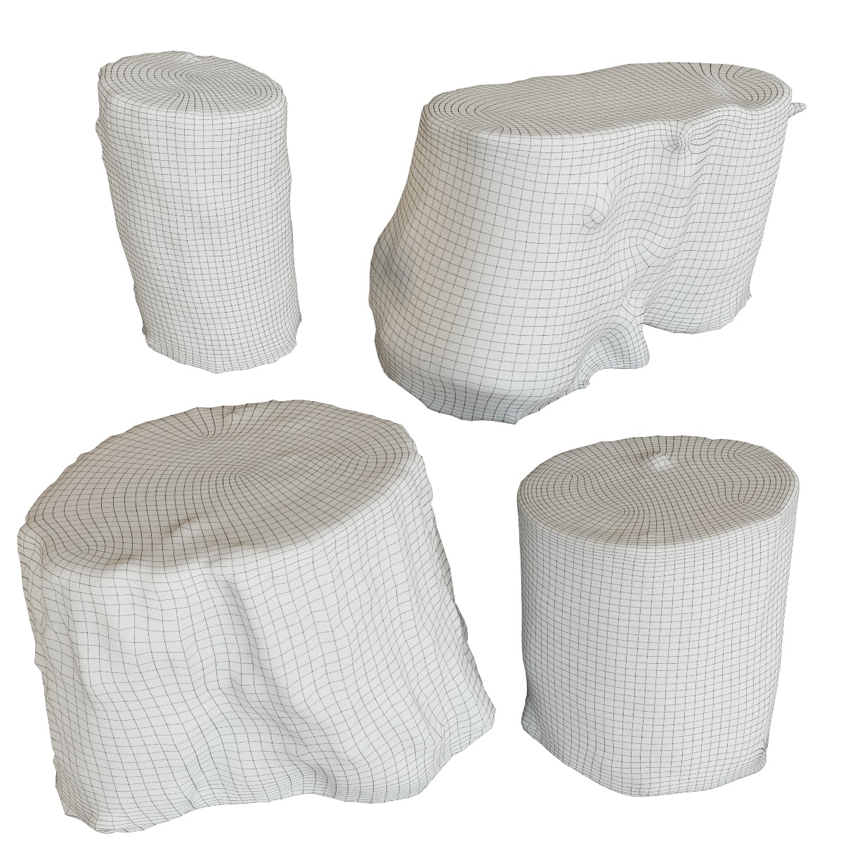 Set of stump models 3D model_1
