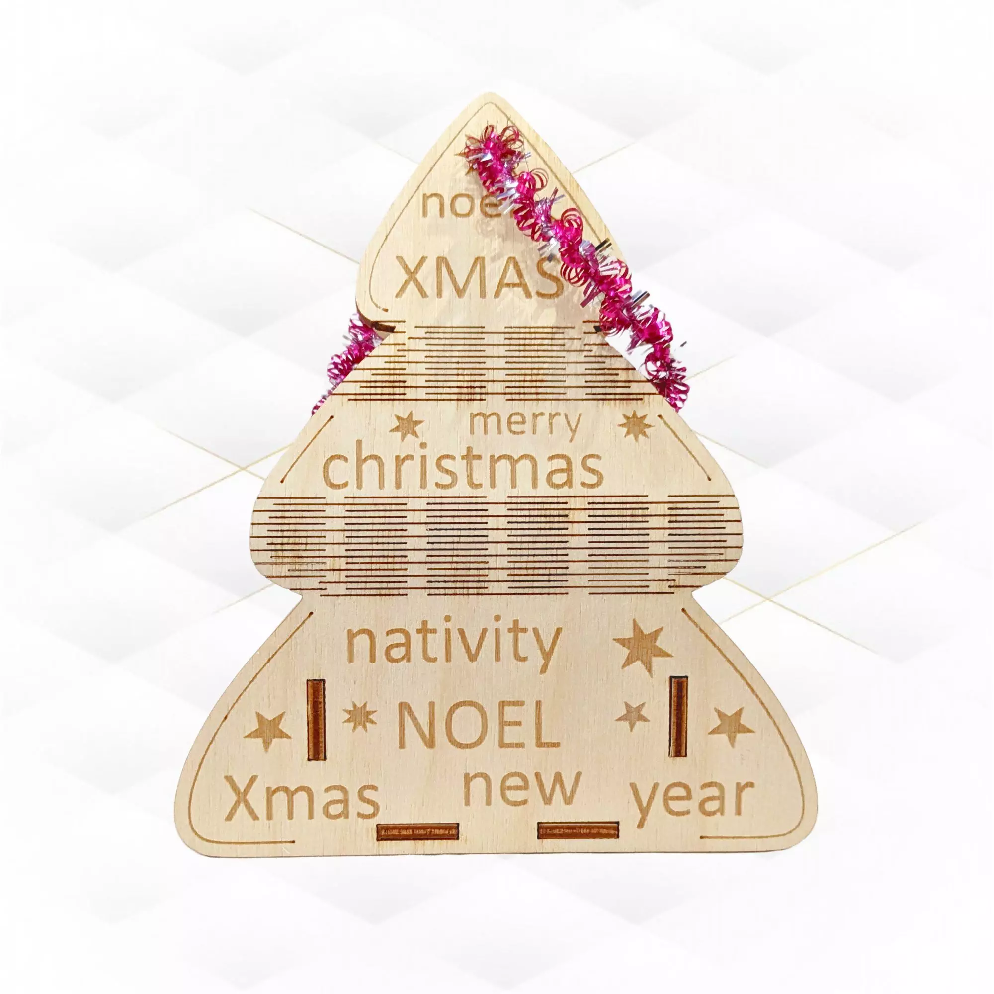 Christmas Tree Box laser cutting design 3D print model_0