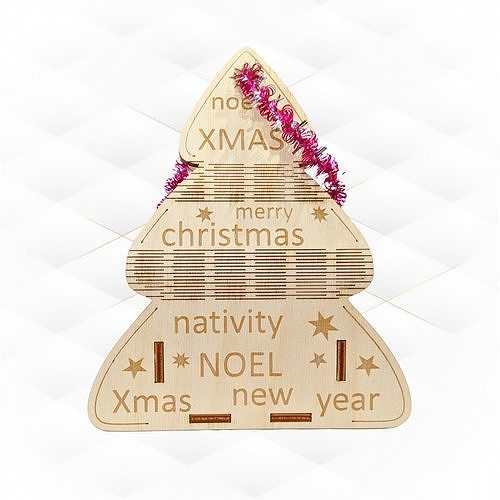 Christmas Tree Box laser cutting design 3D print model