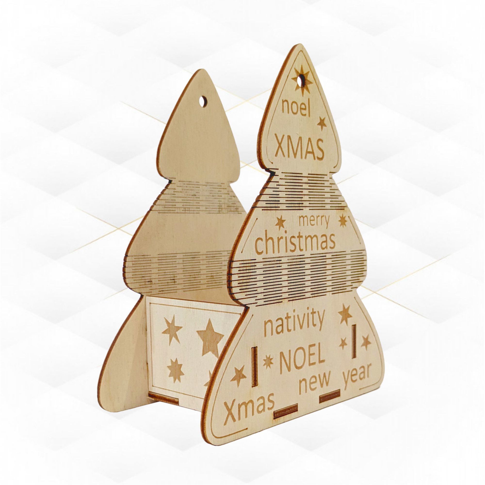 Christmas Tree Box laser cutting design 3D print model_4