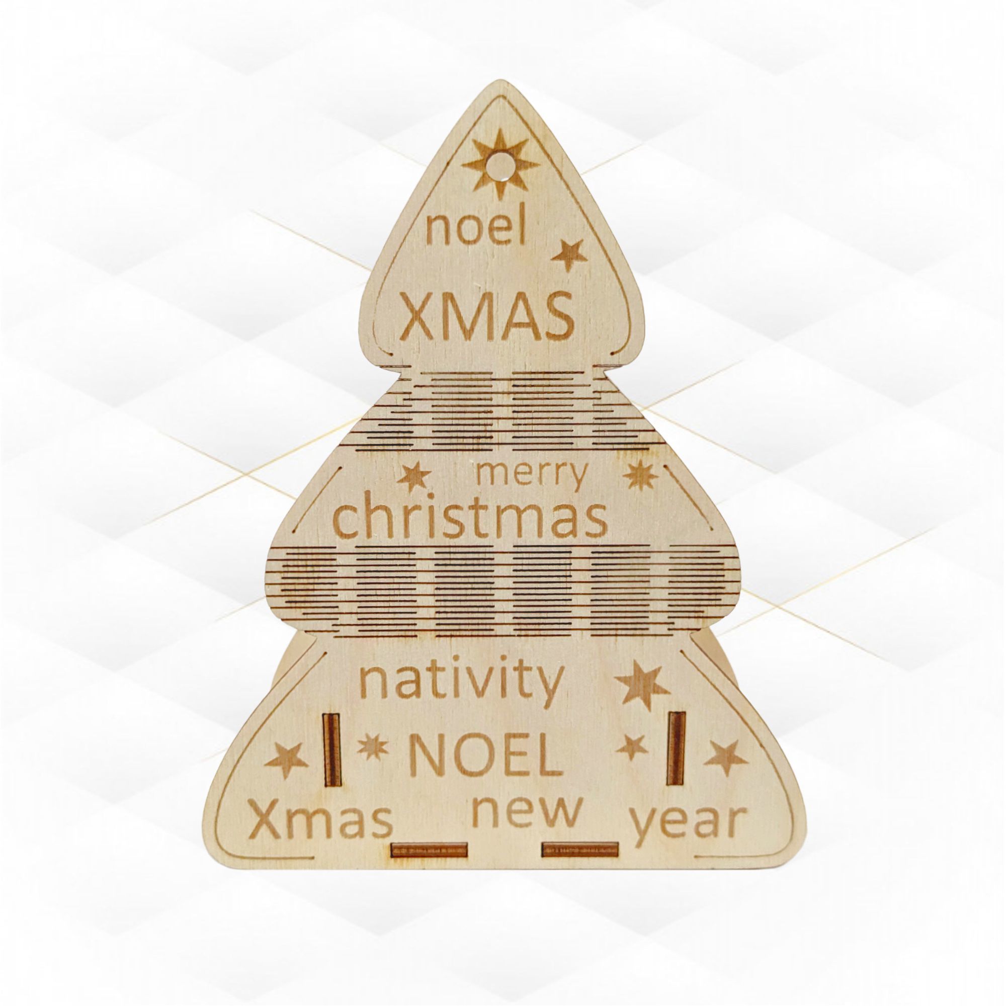 Christmas Tree Box laser cutting design 3D print model_1