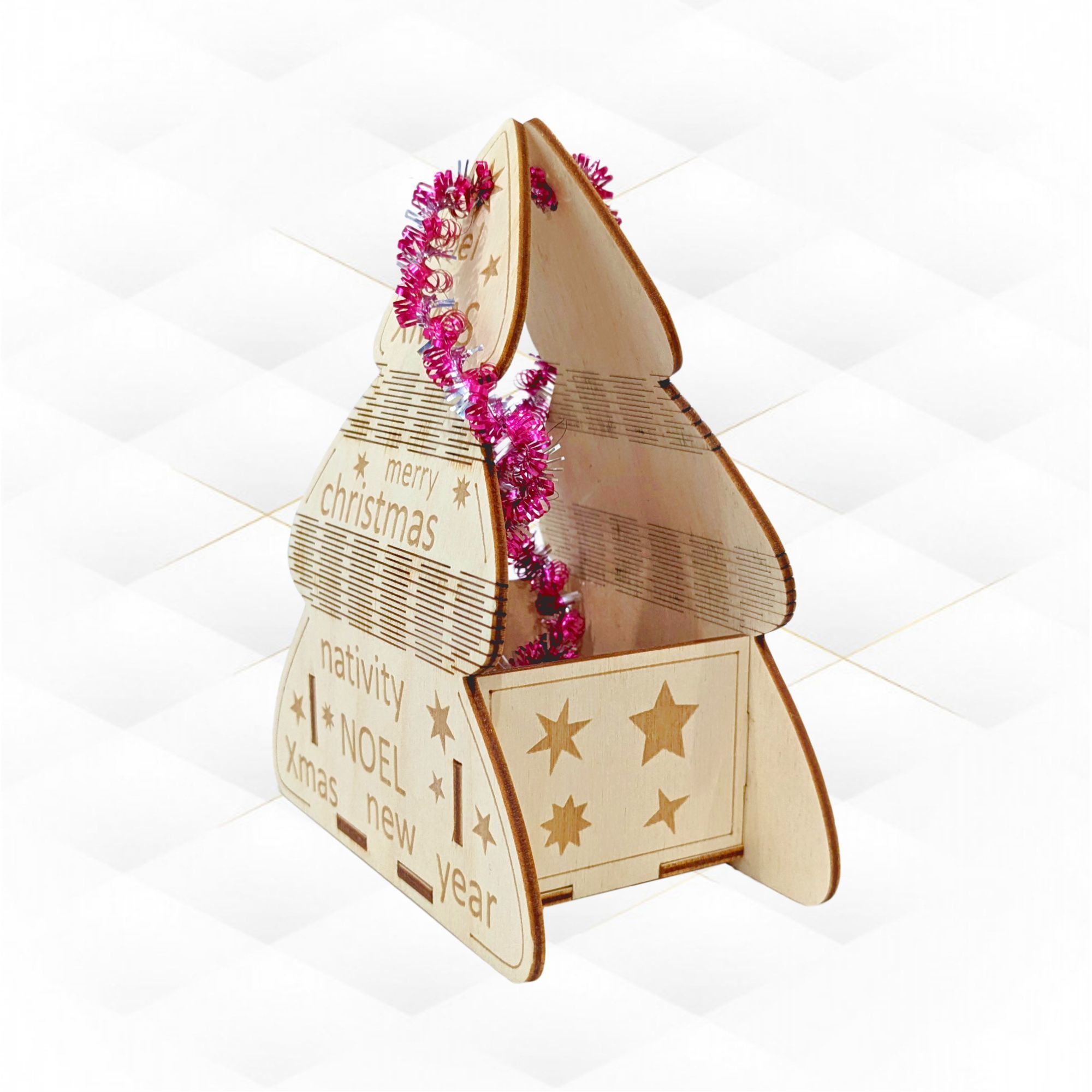 Christmas Tree Box laser cutting design 3D print model_3