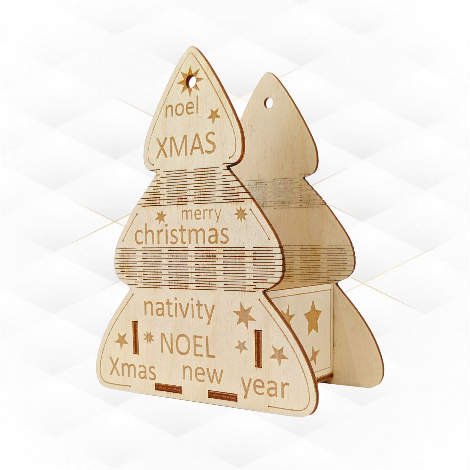 Christmas Tree Box laser cutting design 3D print model_2