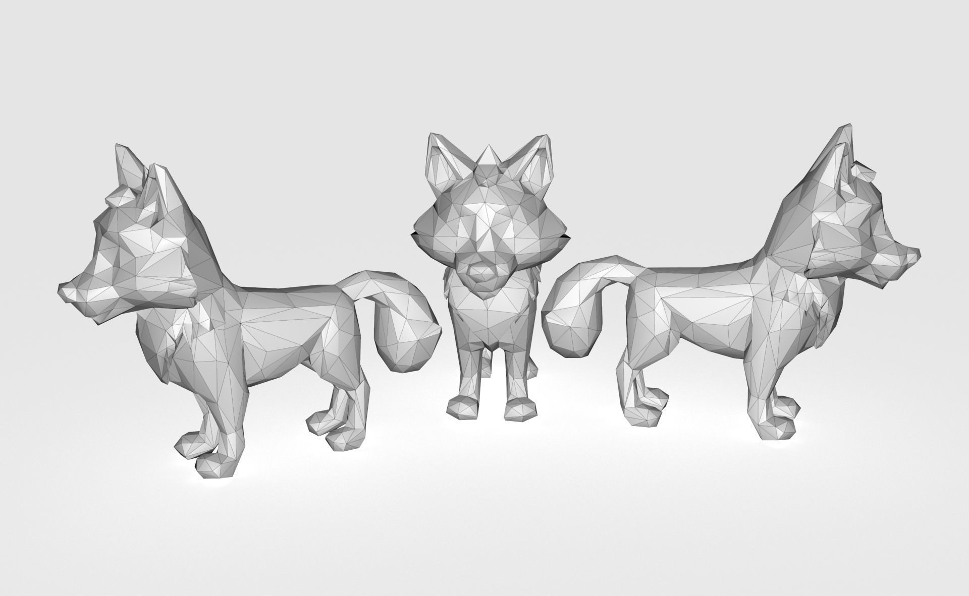 Wolf Low poly Low-poly 3D model_5