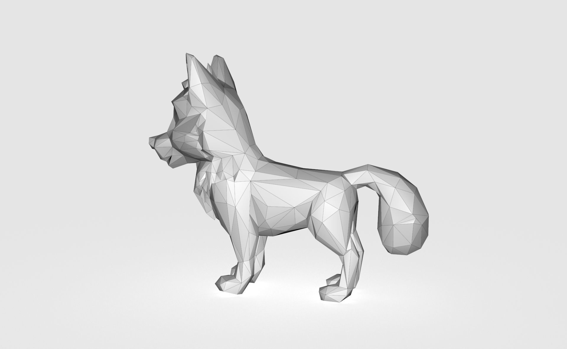Wolf Low poly Low-poly 3D model_1
