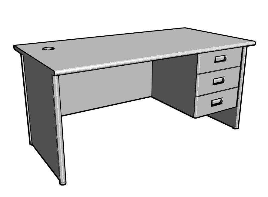 Office Table - Wooden Finish 3D model_2