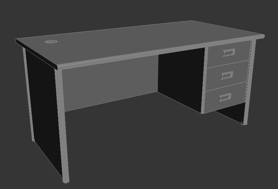 Office Table - Wooden Finish 3D model_3