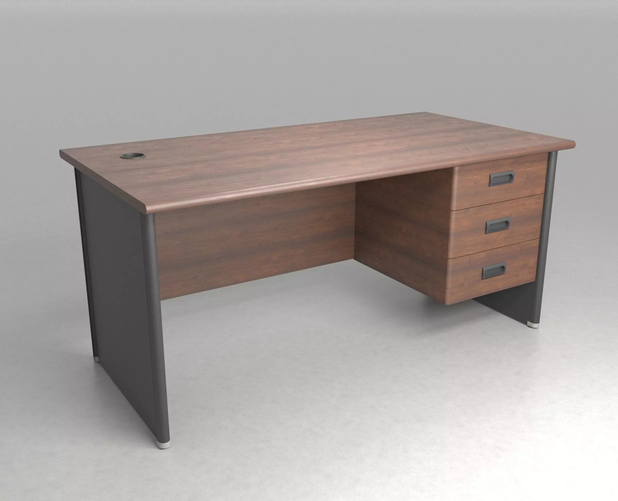 Office Table - Wooden Finish 3D model_0