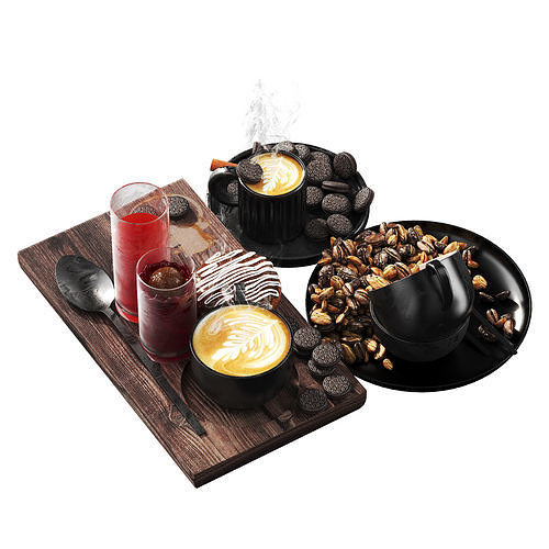 Coffee and Donuts Low-poly 3D model 7