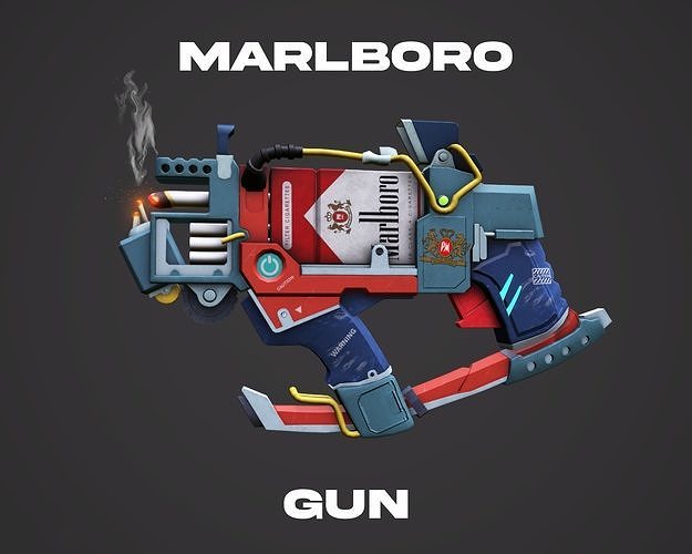 Stylized Marlboro gun for game ready  Low-poly 3D model