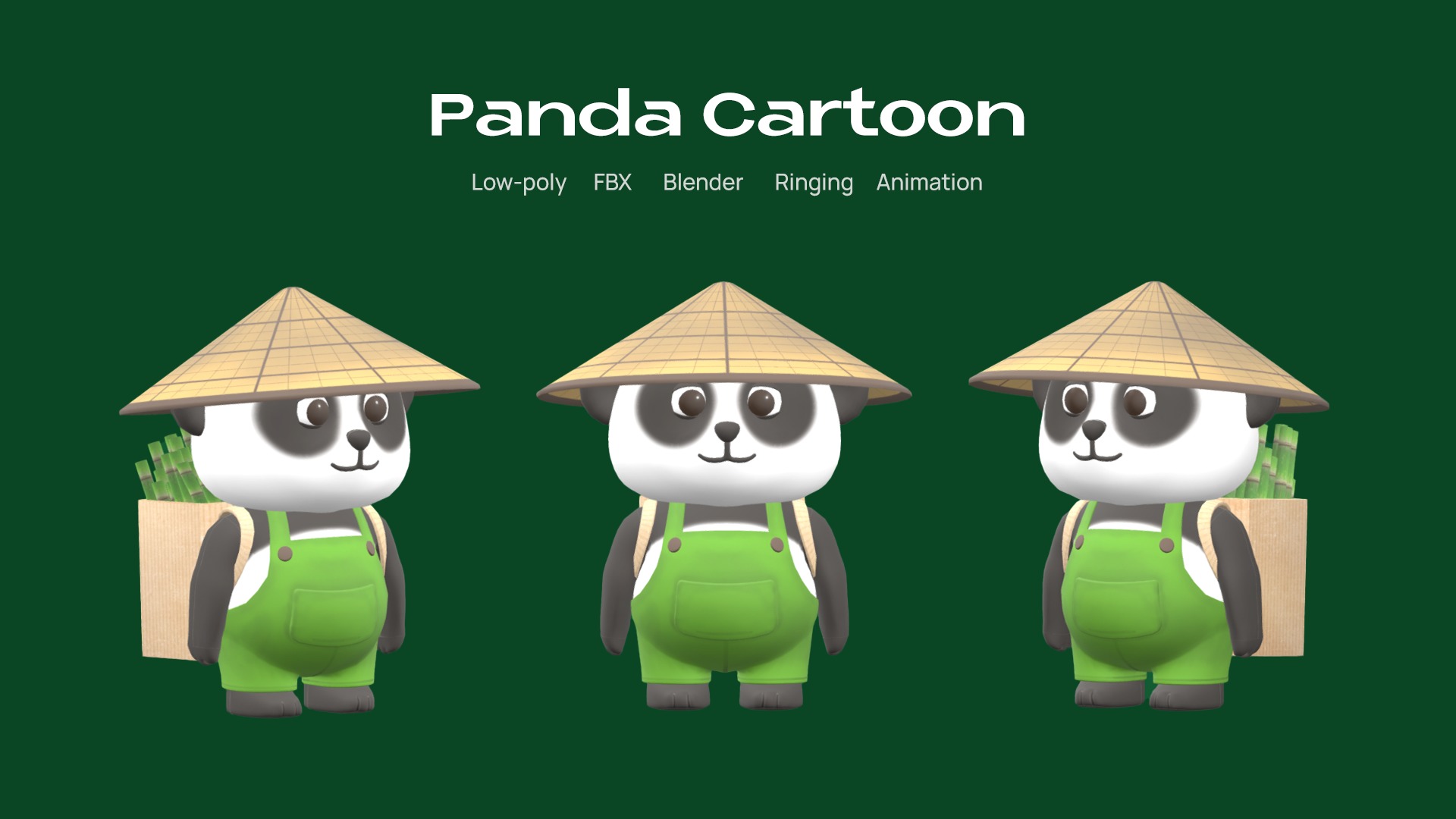 Panda Cartoon Low-poly Low-poly 3D model_2