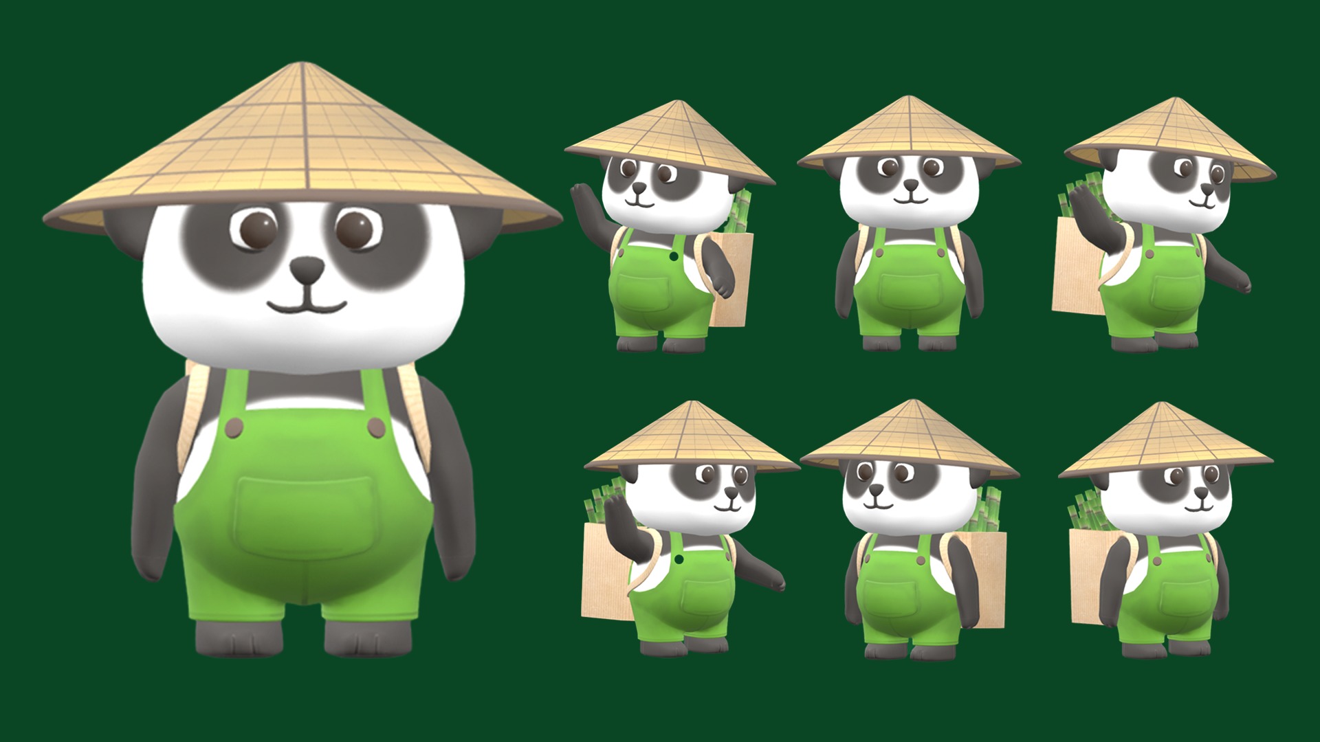 Panda Cartoon Low-poly Low-poly 3D model_1