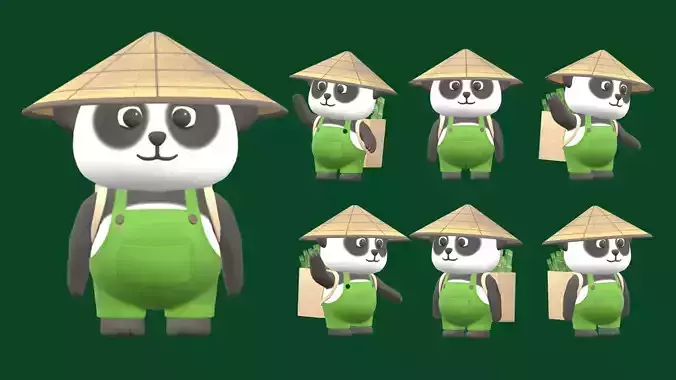 Panda Cartoon Low-poly Low-poly 3D model