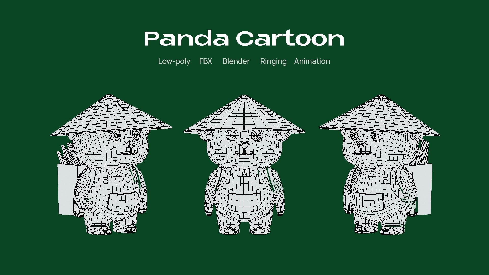 Panda Cartoon Low-poly Low-poly 3D model_4