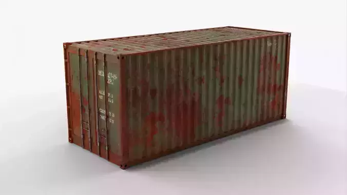 20Ft Cargo Container - Green - Rusted 3D model