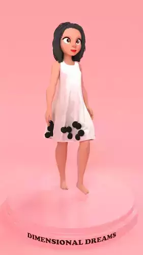White Dress with black fur bolls 