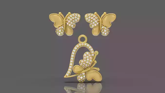 Diamond Butterfly Pendant - 0032