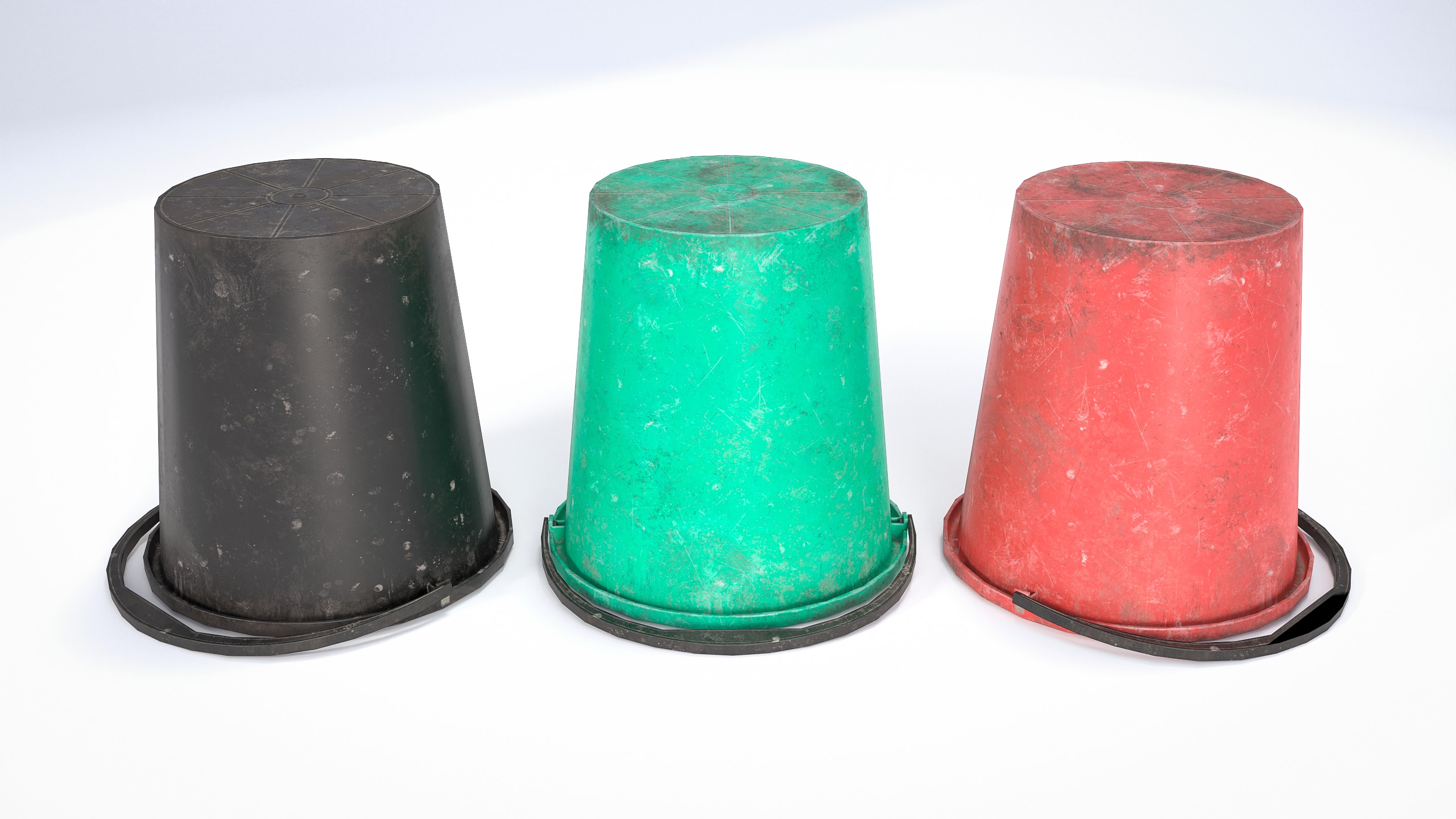 10L Plastic Bucket Low-poly 3D model_3