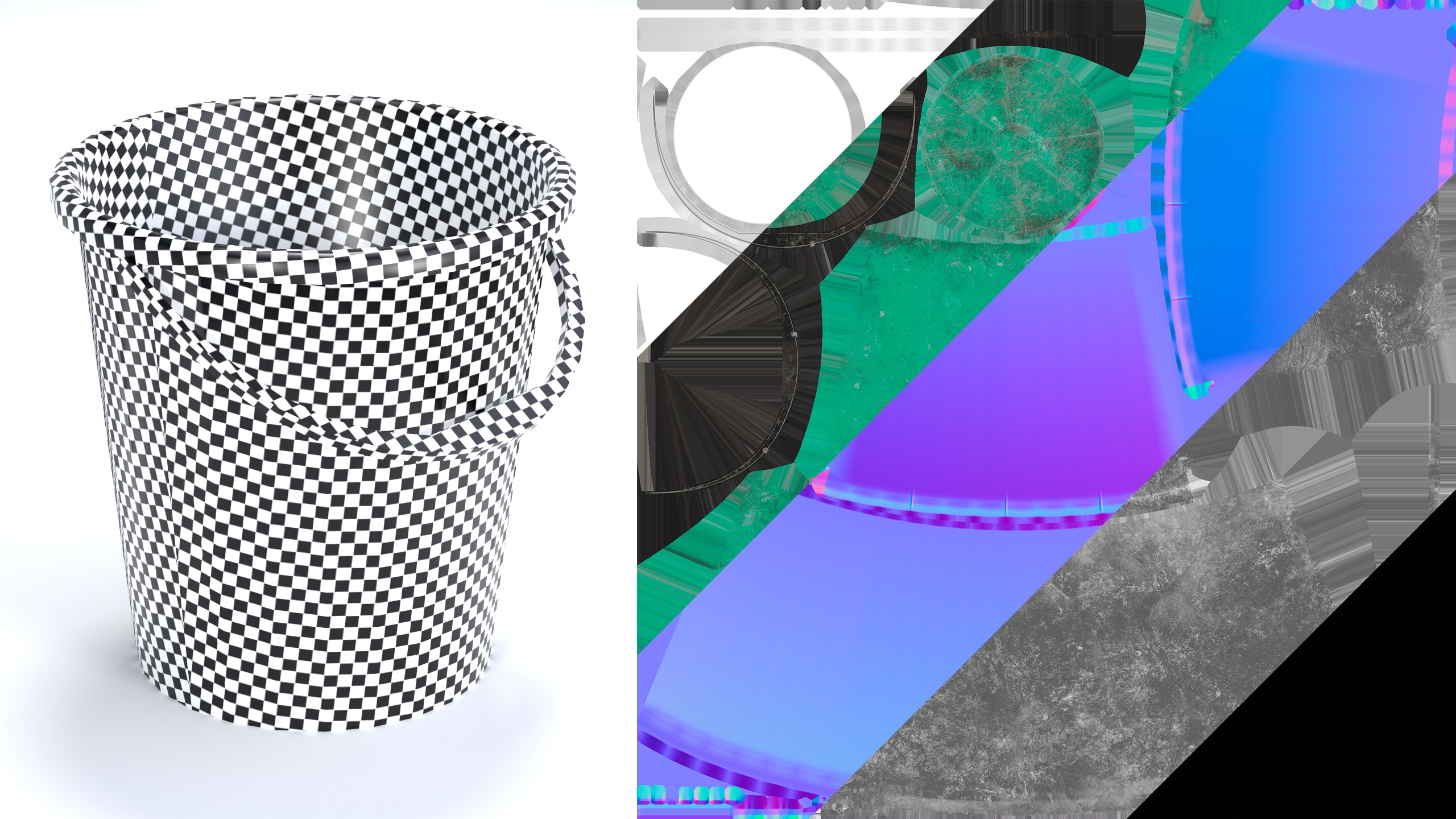 10L Plastic Bucket Low-poly 3D model_13