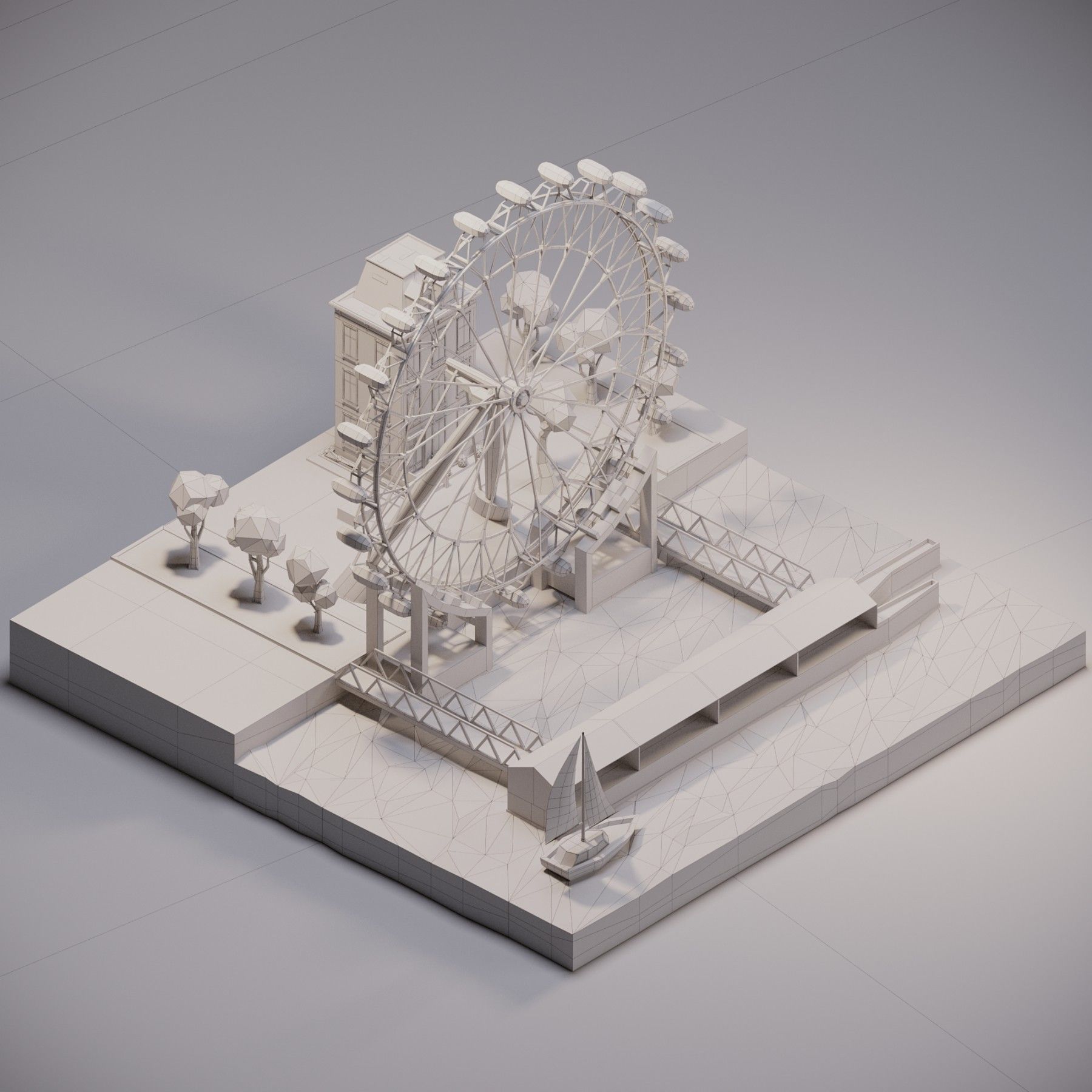 London Eye Low-poly 3D model_4