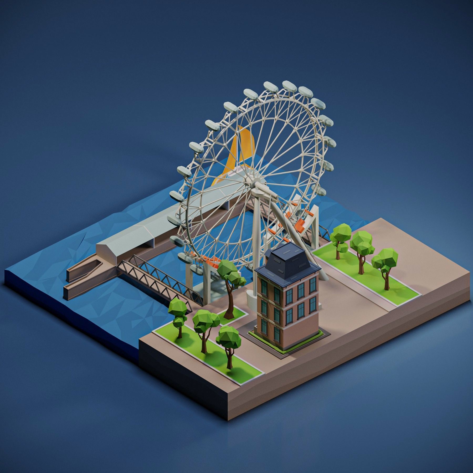 London Eye Low-poly 3D model_2