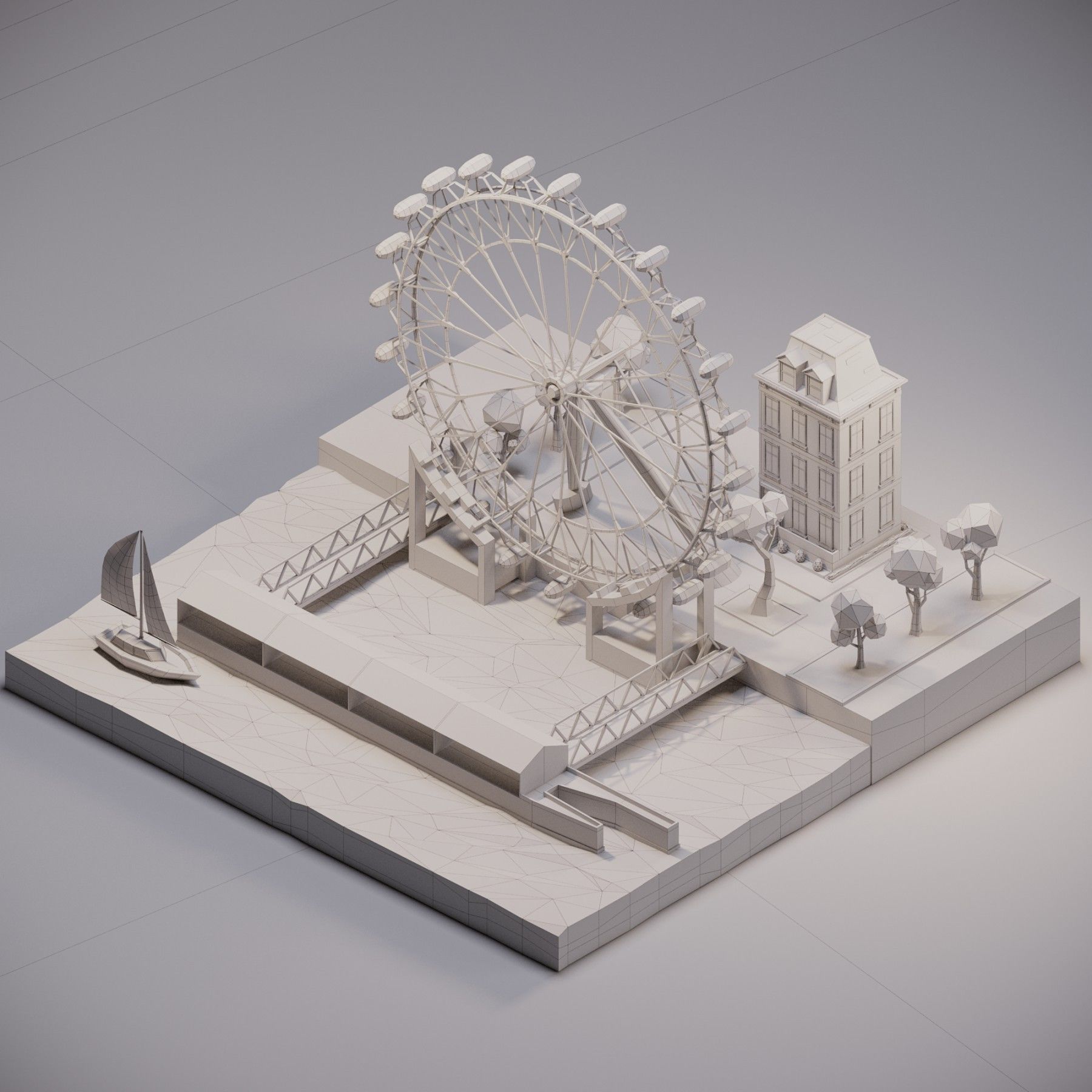 London Eye Low-poly 3D model_3