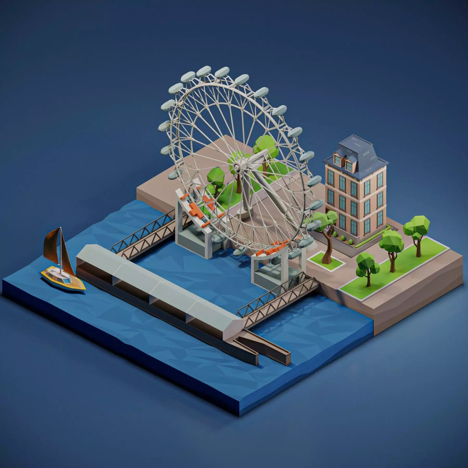 London Eye Low-poly 3D model_0