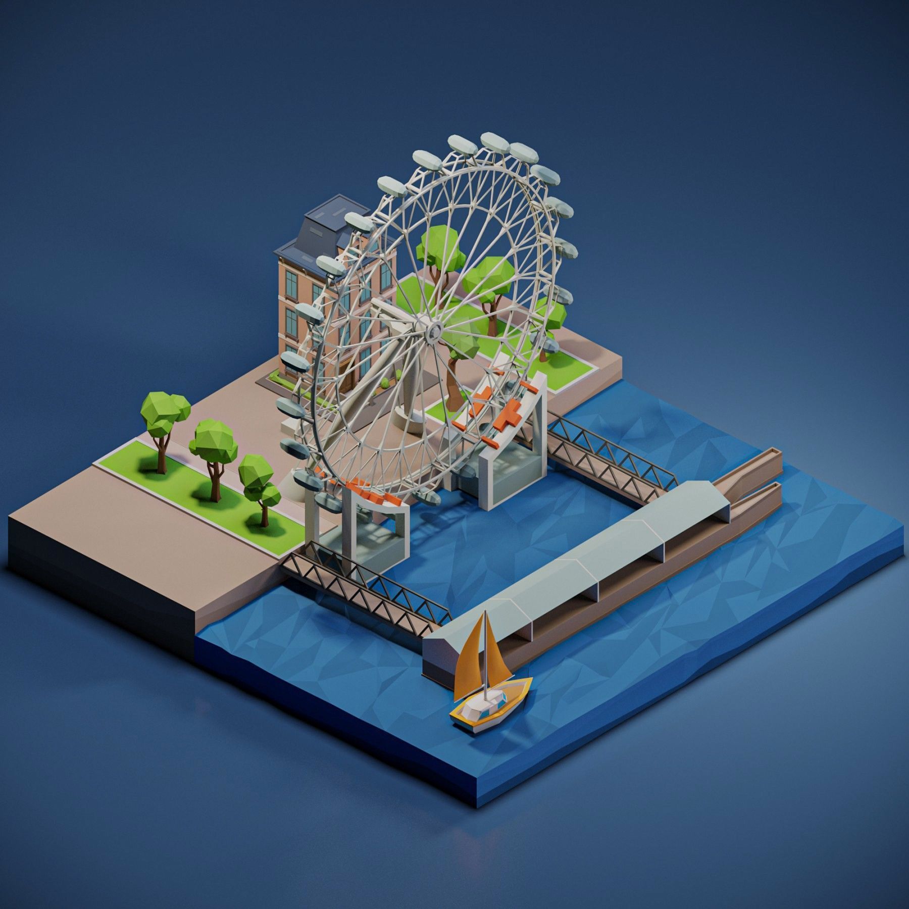 London Eye Low-poly 3D model_1
