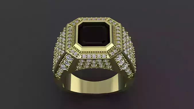 Massive mens Ring with gems for cnc or