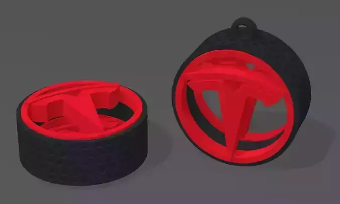 Tesla Wheel Keychain 3D print model