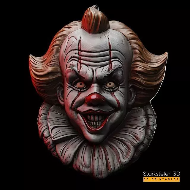 Pennywise Character 3D Head Wall Decor stl and Mask 3D print model