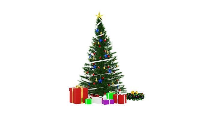 Christmas Tree and Gift Box 3D model
