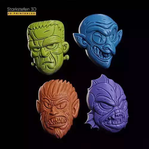Monster head Relief 3d printable decors 3D print model
